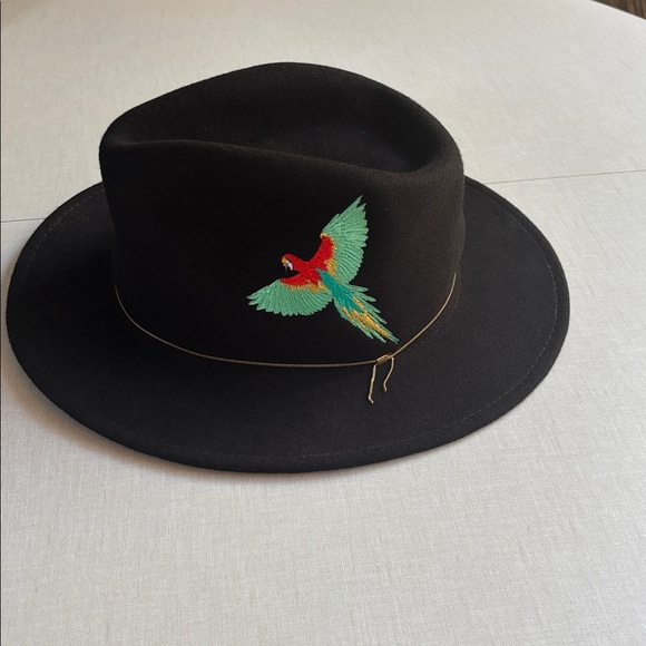 Van Palma Dakota Embroidered Bird Wool Hat with Draped Chain - Made in France main image 9